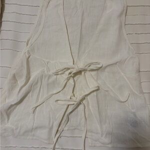 Cream Linen Tie-Front top